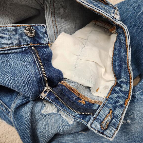 Zara Woman Jeans Womens 2 Blue Skinny Floral Embroidered Distressed Raw Hem - Picture 14 of 15